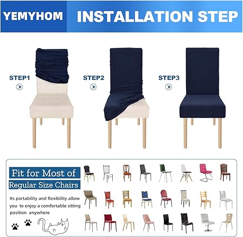 Miniatura 6 de YEMYHOM Paquete de 2 fundas para sillas de comedor a cuadros, protectores elásticos para sillas Parsons, para comedor, restaurante, cocina, fiesta