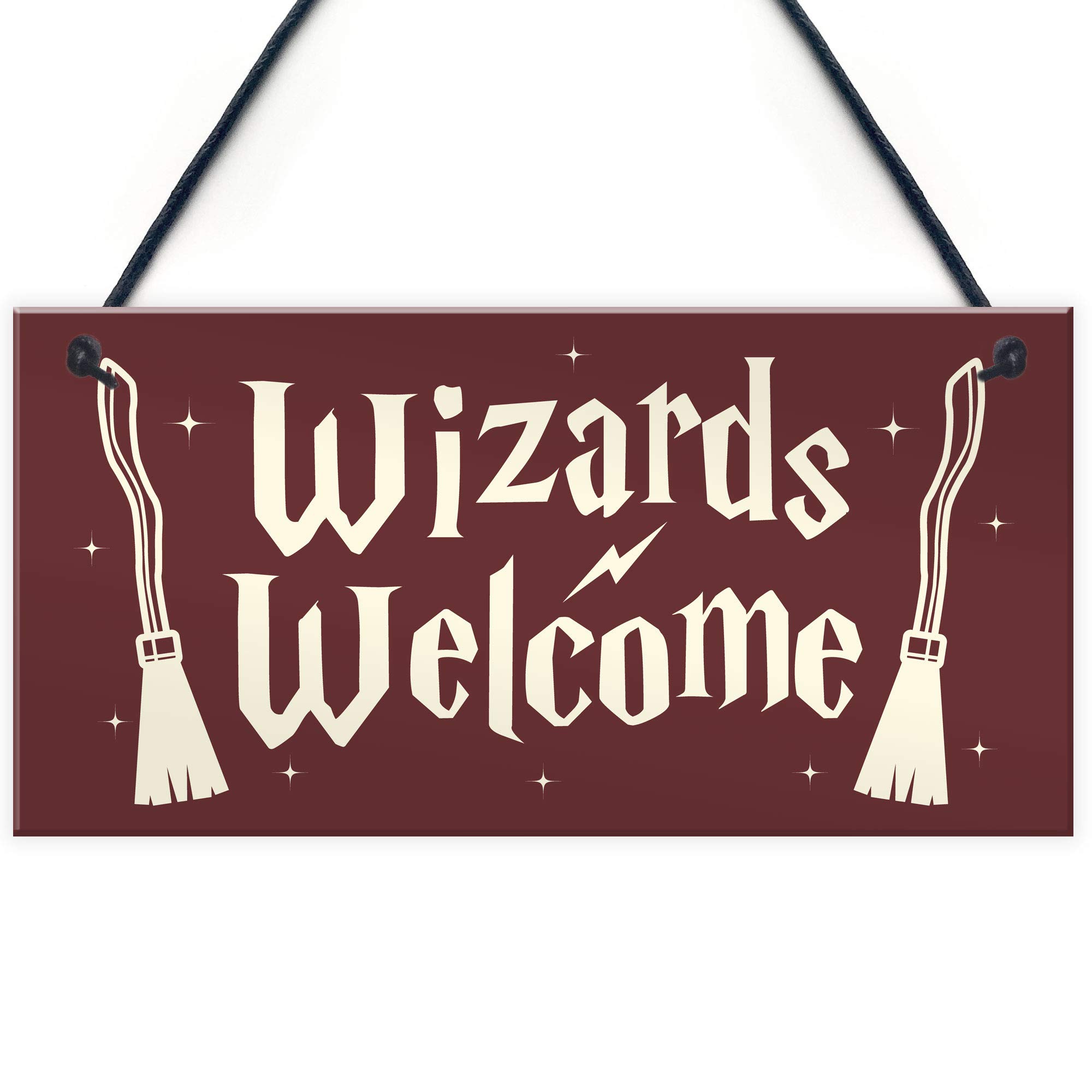 RED OCEAN Wizards Welcome Novelty Hanging Sign Wizard Magic Themed Gift Son or Daughter For Brother Sister