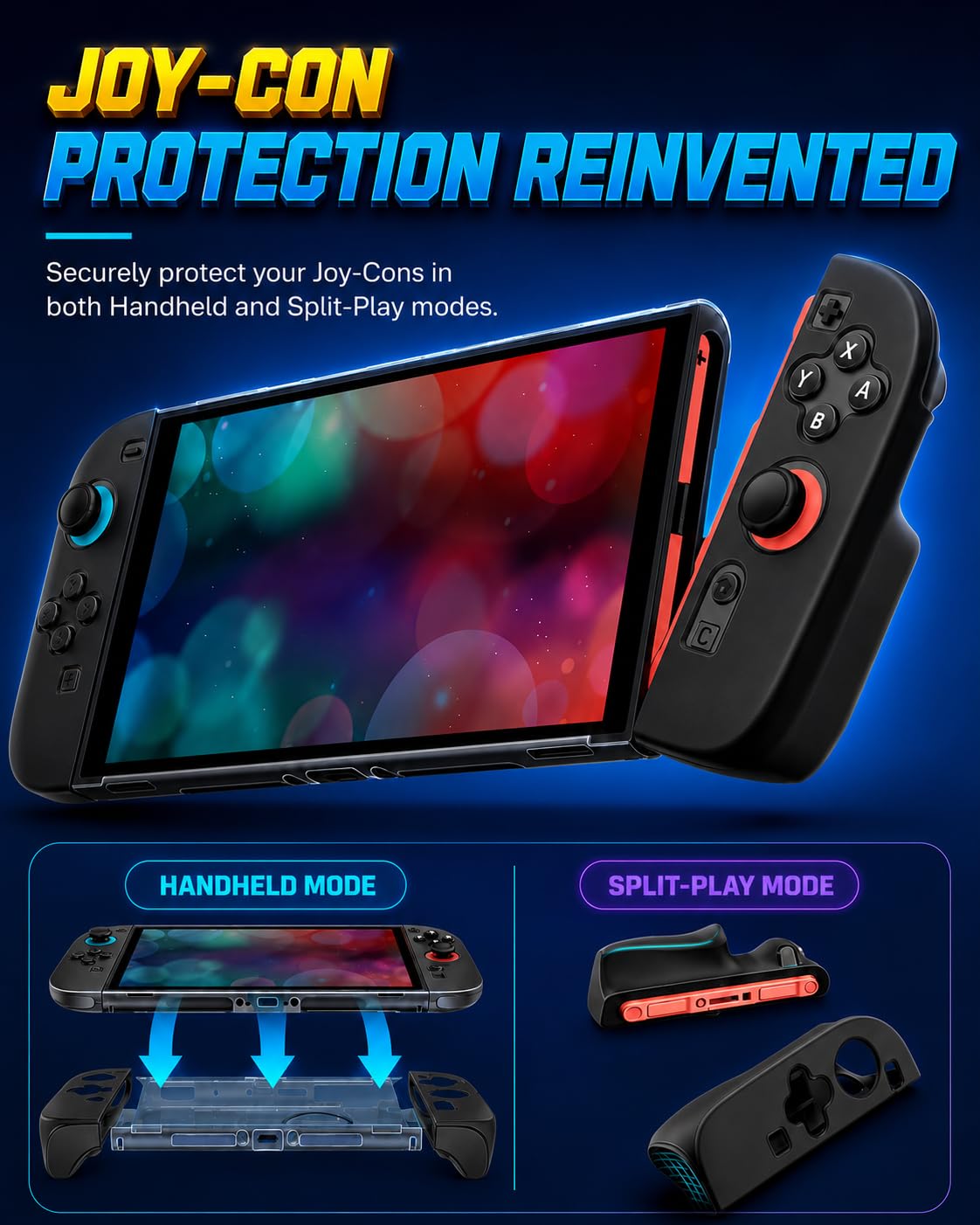 ivoler Carcasa Protectora para Nintendo Switch 2﻿, Funda Agarre Acoplable con Magnético, Grip Case y 2 Protectores de Pantalla - Translúcida