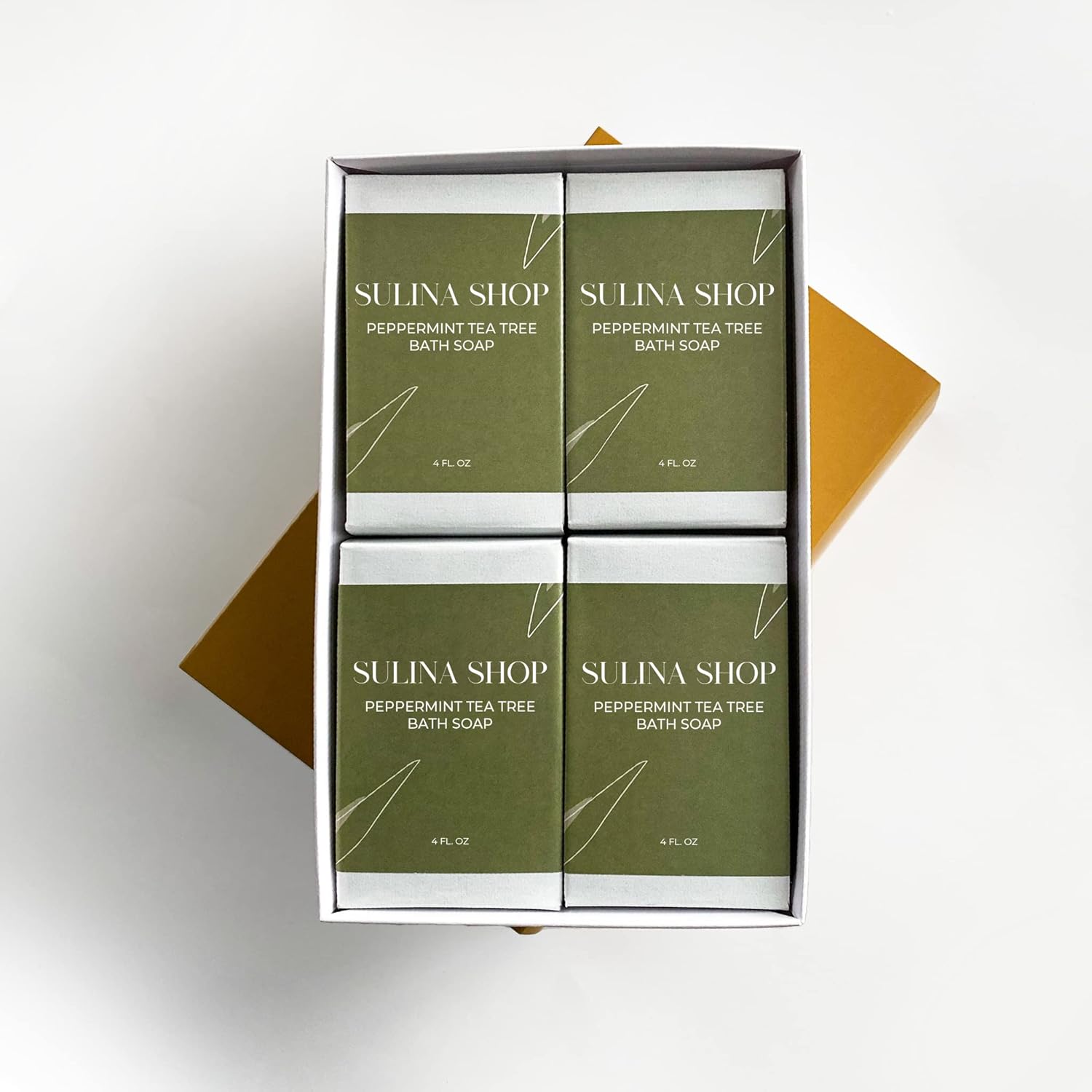 Sulina Shop Peppermint Tea Tree Bath Soaps, Calms & Soothes with Pure Extracts & Essential Oils, Skin Soothing, Moisturizing and Nourishing (Pack of 4, Peppermint Tea Tree)