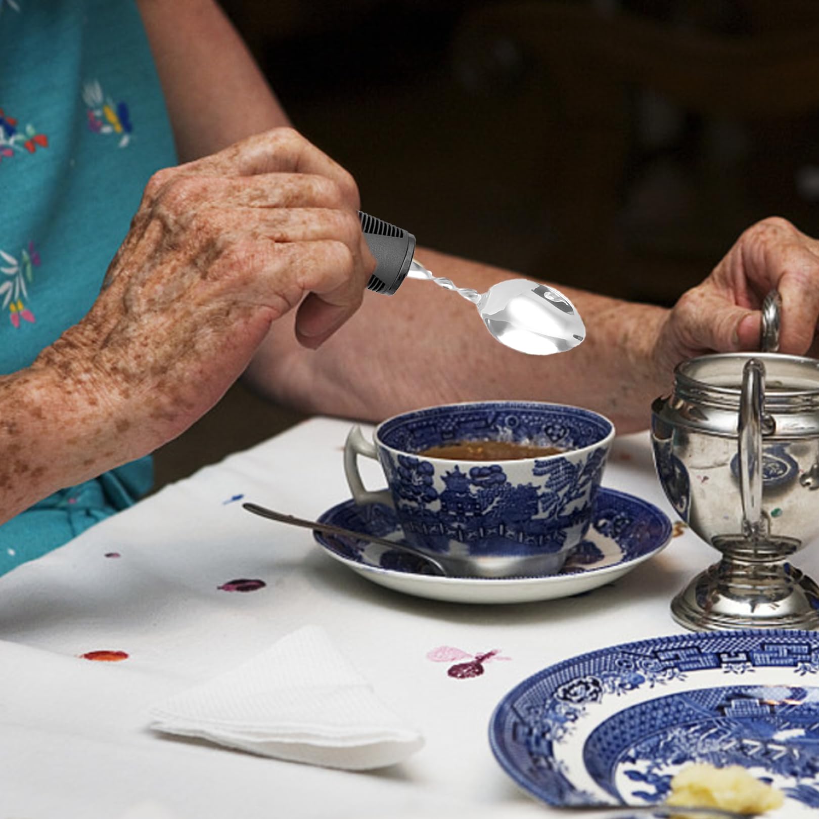 2 sztuki sztućców, sztućce dla osób niepełnosprawnych, Parkinson Cutlery with Thick Handle, Cutlery for Parkinson Seniors Disabled,Parkinson Aid,dla osób starszych, artretyzmu, choroby Parkinsona,