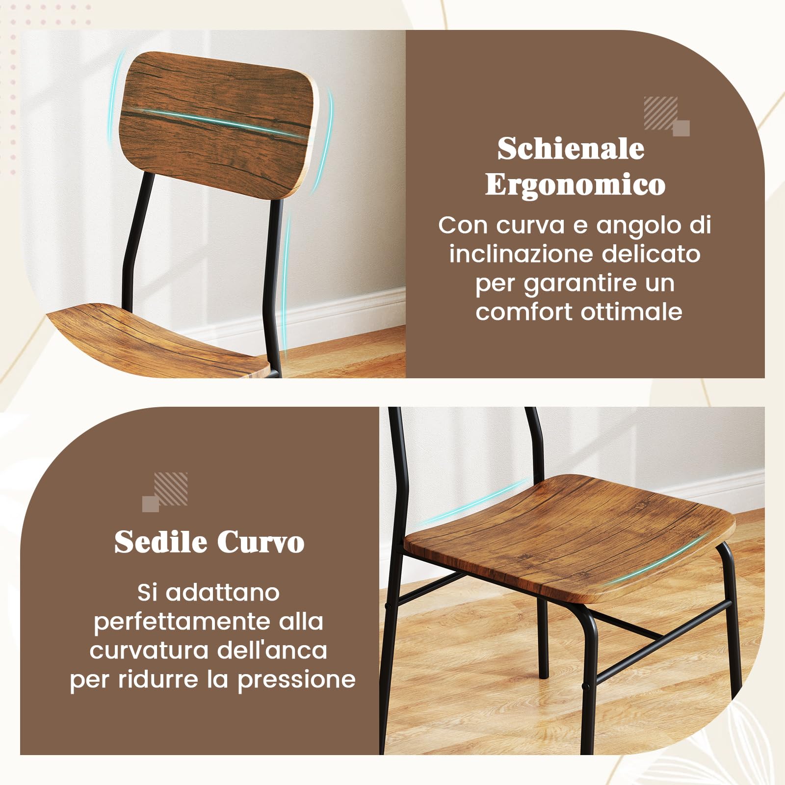 COSTWAY Set Mobili da Bar Tavolo e 2 Sedie, Tavolino Quadrato con Scaffale di Stoccaggio, Tavolo Birreria con 2 Seide per Balcone, Sala da Pranzo, Cucina e Ristorante (Marrone)