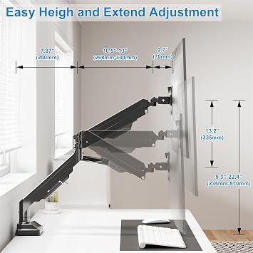 Single Monitor Mount for Max 43 Ultrawide Computer Screens