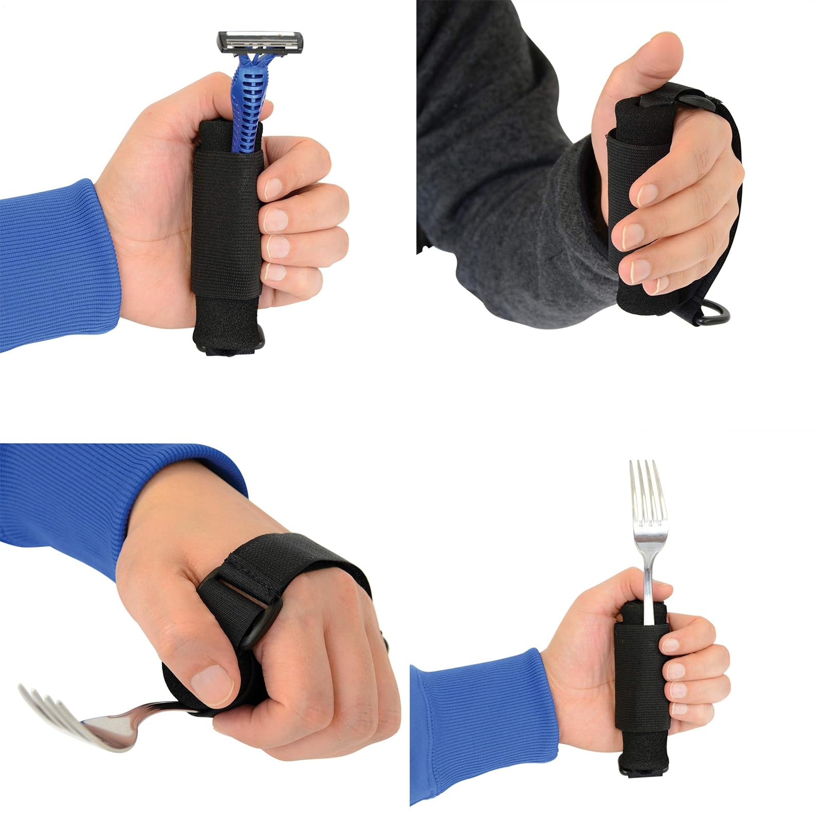 Sujetador Universal De Utensilios Ajustable Para Mano - Correa de Mano para Sostener Utensilios,Ayuda Antideslizante para Agarre Débil al Comer Escribir y Vida Diaria