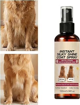 Canine Coat, Pet Smoothing Mist, Animal Hair Untangle Solution, Grooming Hydration Softening Liquid Bathing Routine for Home Cleaning Shedding Puppy Kitten Cat Companion Care Use