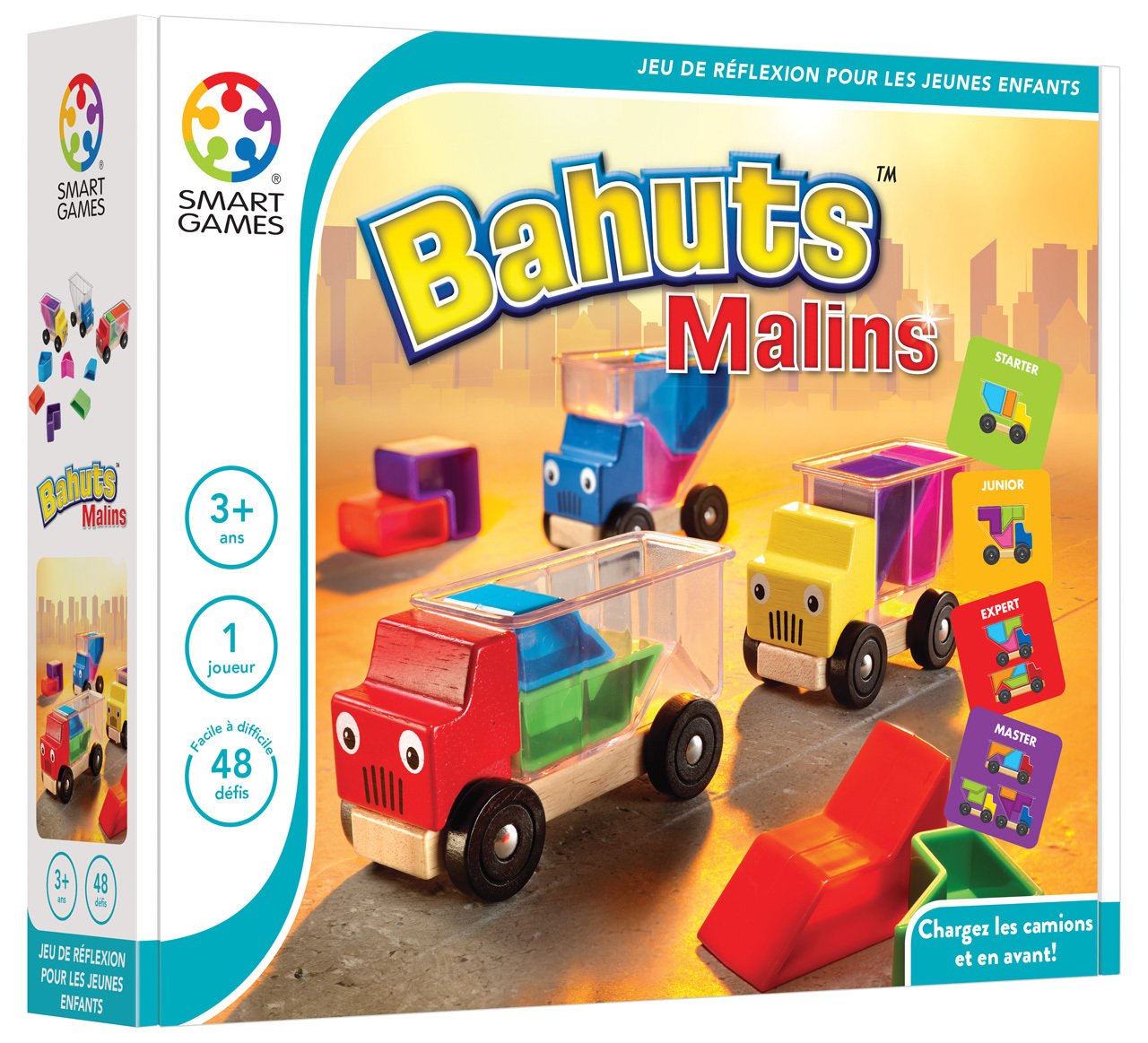 Smartgames - SG 035 FR - Bahuts Malins - Jeu de Réflexion de Logique et d'Encastrement & SG 090 FR - Jeu de réflexion - Tangram en 3D - Code Couleur