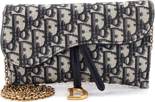 Pre-Loved Saddle Chain Wallet, Blue