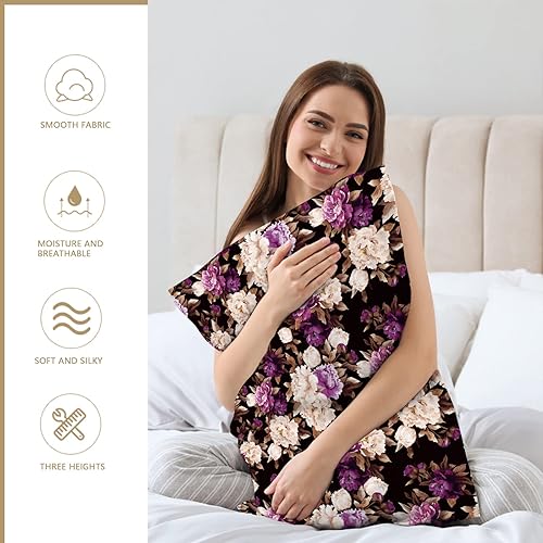 Vista 21 de Funda de almohada de satén para cabello y piel, más suave que la funda de almohada de seda de morera, 1 paquete, funda de almohada de satén con Rosa
