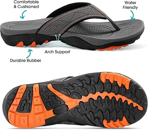 Miniatura 3 de HAOLIRA Chanclas para hombre con soporte de arco para interiores y exteriores, sandalias ortopédicas cómodas antideslizantes