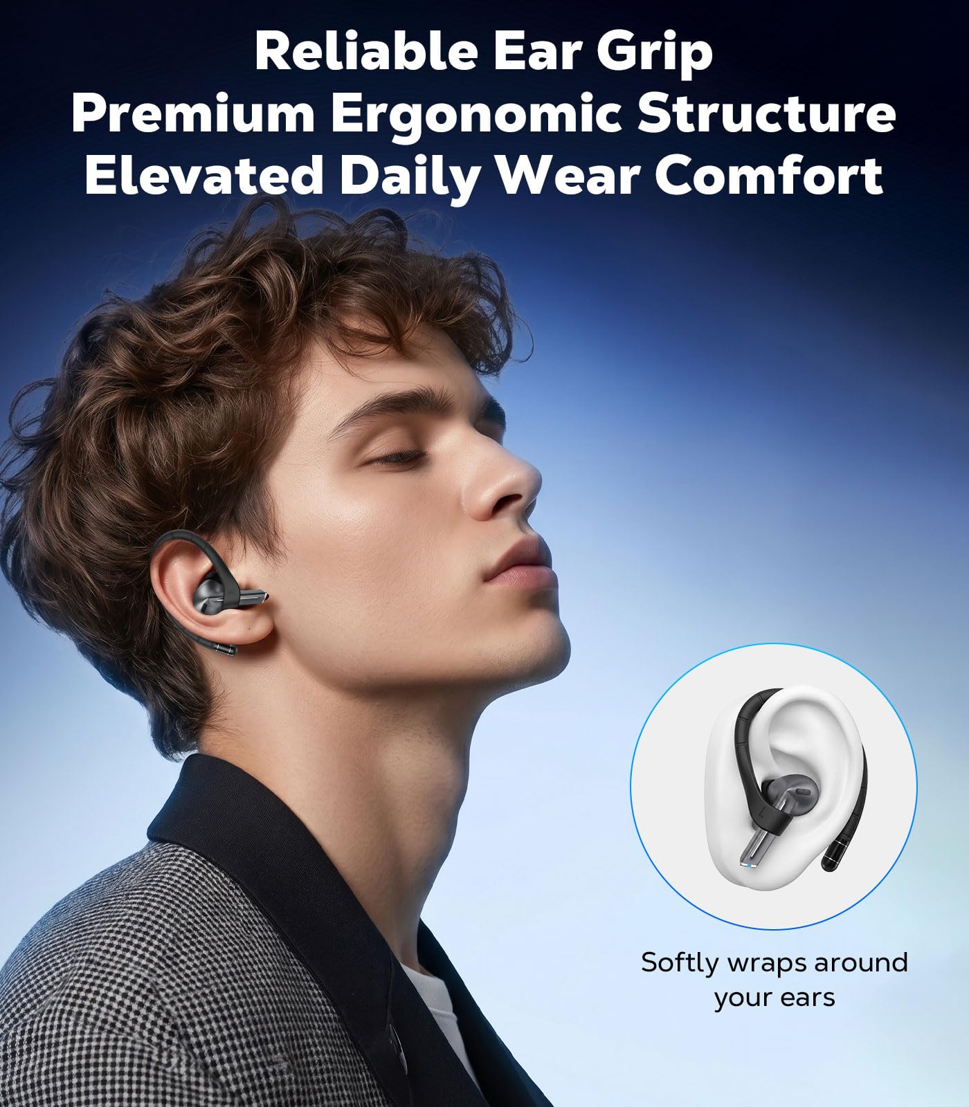 MoKo Ear Hooks for Samsung Galaxy Buds 3 Pro/Galaxy Buds 3 FE/Galaxy Buds 3, Non-Slip Memory Titanium Alloy Ear Hooks Accessories with Lanyard, Sports Anti-Lost, Comfortable Secure Fit, Black