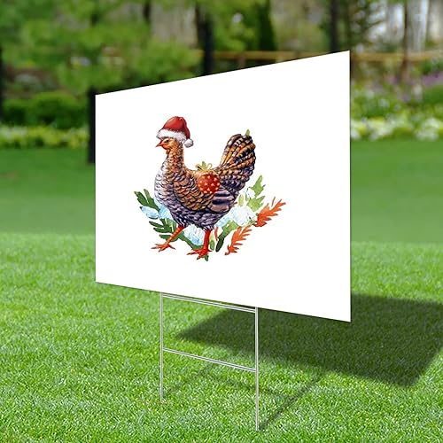 Miniatura 4 de Yard Signs Christmas Santa Farm Chicken Rooster Custom Yard Signs with Stakes Chicken Wearing Christmas Hat Farm Animal Lovers Outdoor Lawn Sign