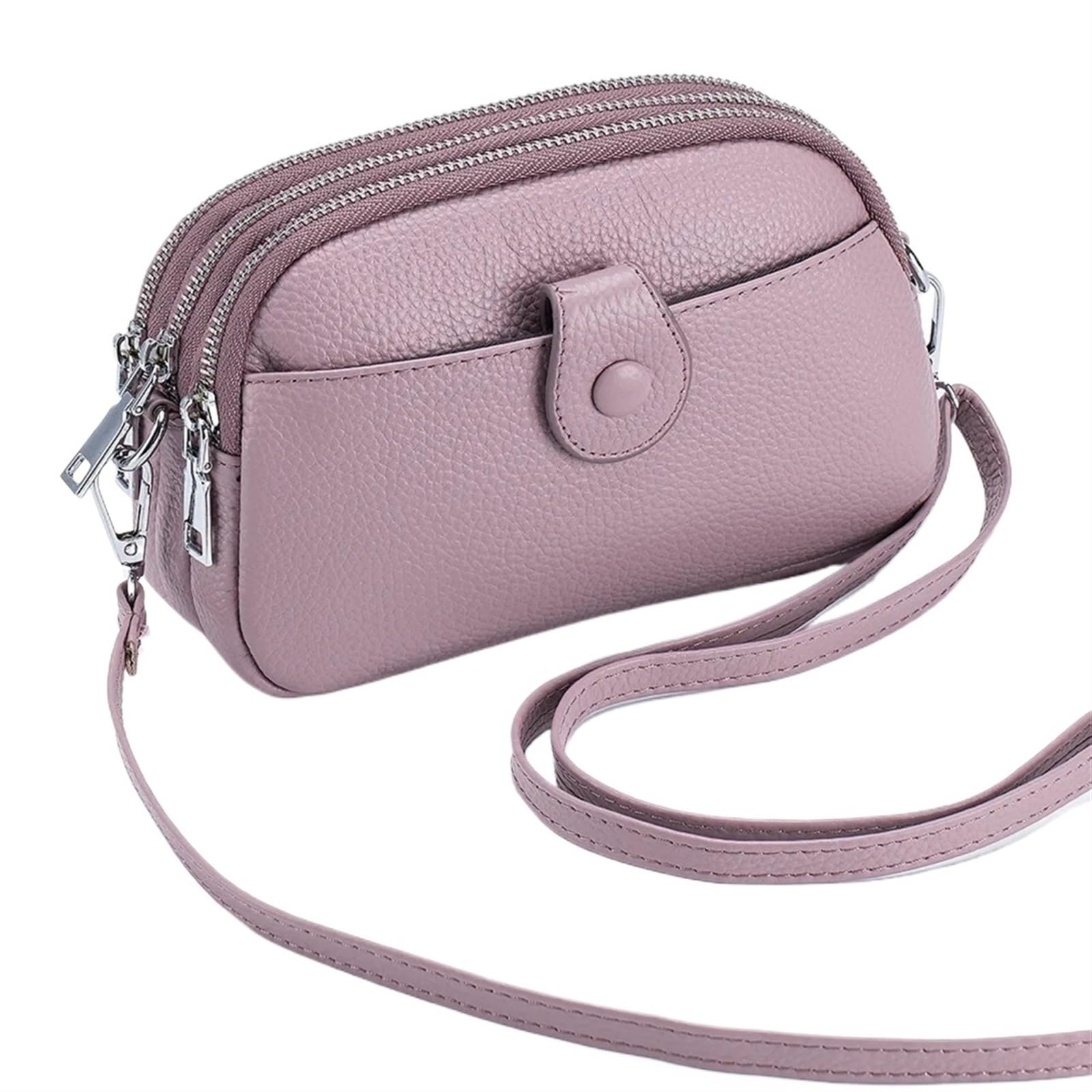 LXLAEOANG Women's Leather Crossbody Shoulder Bags Mini Messenger Purses with Three Zipper Pockets for Shopping Work(Purple)