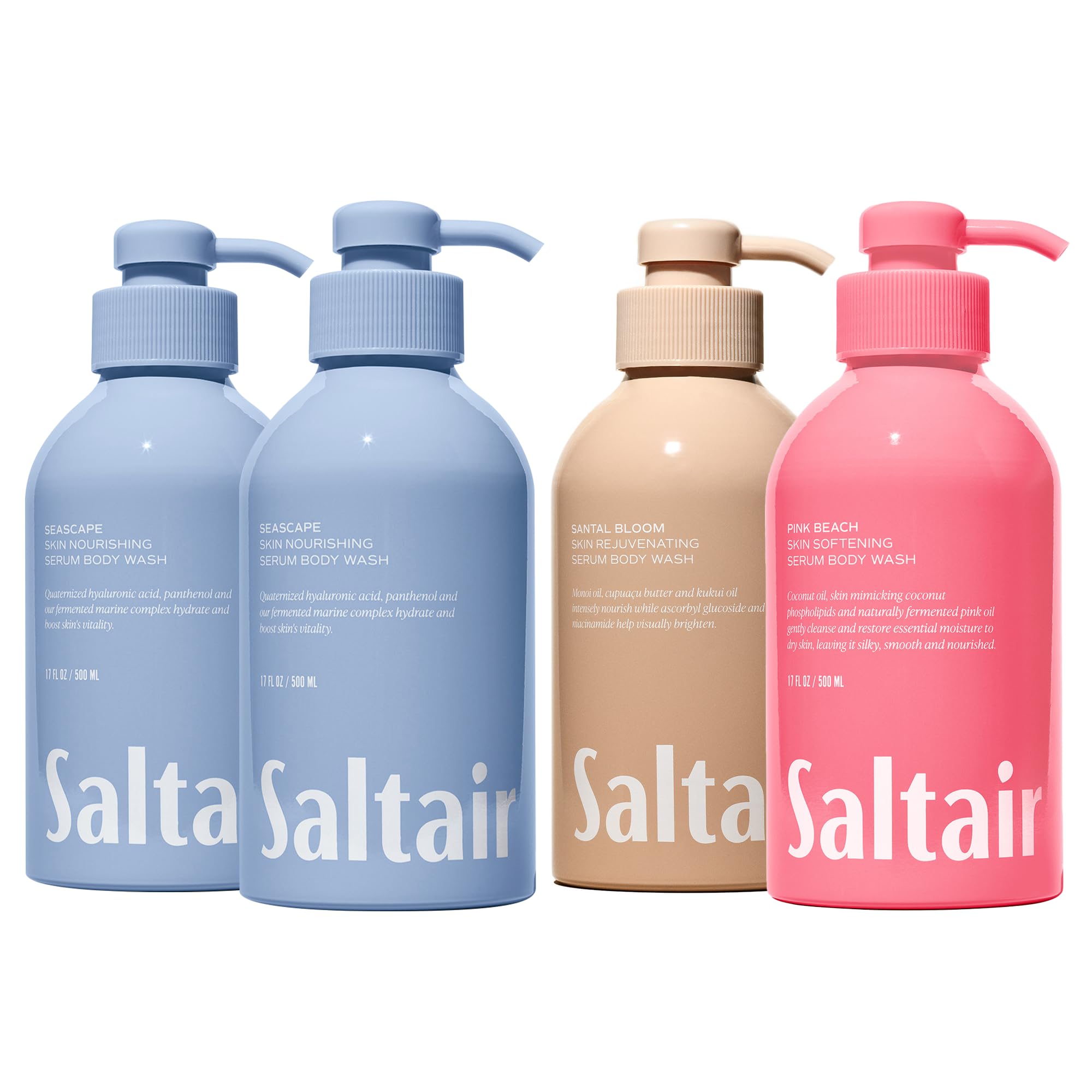 Saltair Body Wash Bundle Seascape Signature Scents 2-Pack Each Hydrating Body Cleanser with Monoi Oil Cupuacu Butter for