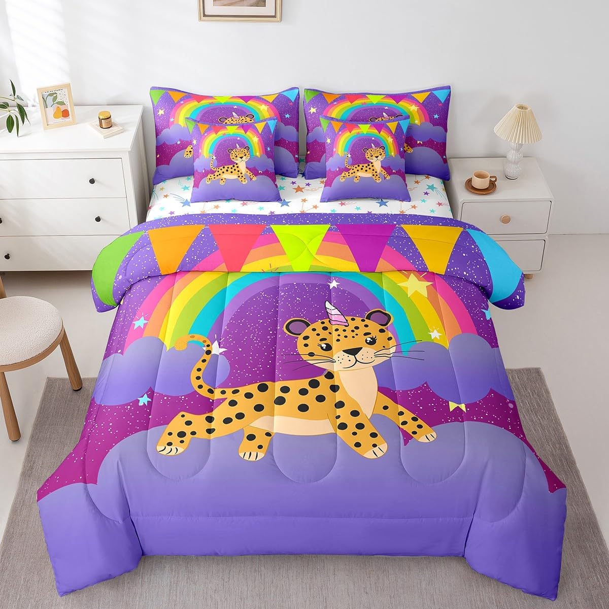 Erosebridal 7 Pieces Bed in a Bag Full Bedding Set with Sheets,Axolotl Comforter Sets for All Season,1 Comforter, 2 Cushion Covers, 1 Flat Sheet, 1 Fitted Sheet, 2 Pillowcases