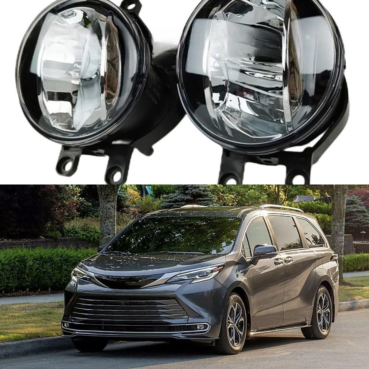 Front Bumper Fog Lights Compatible with Toyota Sienna 2018-2020 Yellow Glass Halogen Fog Light Kit Car accessories Includes 2pcs Front Bumper Fog lamp