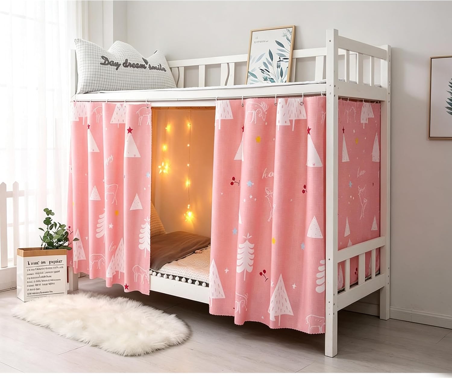 Dormitory Home Bunk Bed Blackout Curtains Privacy Cloth Windproof Lightproof Bed Canopies(1 Panel)