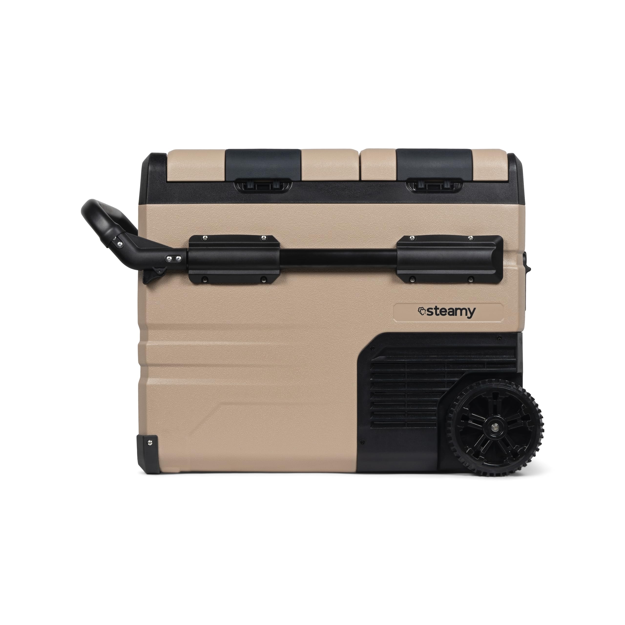Steamy-E Dual Zone 45 Roller, Elektrische Kompressor Kühlbox mit Rollen, 45 Liter, 12V/ 230V, zum Kühlen und Gefrieren, Für Camping