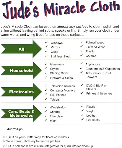 Miniatura 4 de Jude's Miracle Cloth Microfiber Cleaning Cloth 2 Pack For Windows Mirrors Crystal Eye Glasses TV Computer Screen Countertops Cars &amp; Boats Chemical