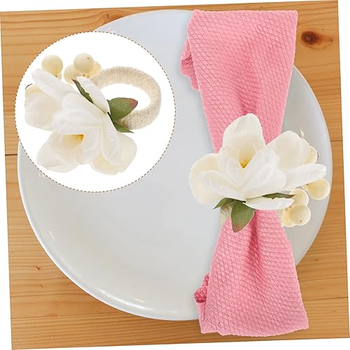 Miniatura 4 de SWOOMEY 4pcs Napkin Buckle Wedding Accessories Flower Tissue Rings Wedding Decor Tabletop Decor Wedding Things Table Top Decor Napkin Rings