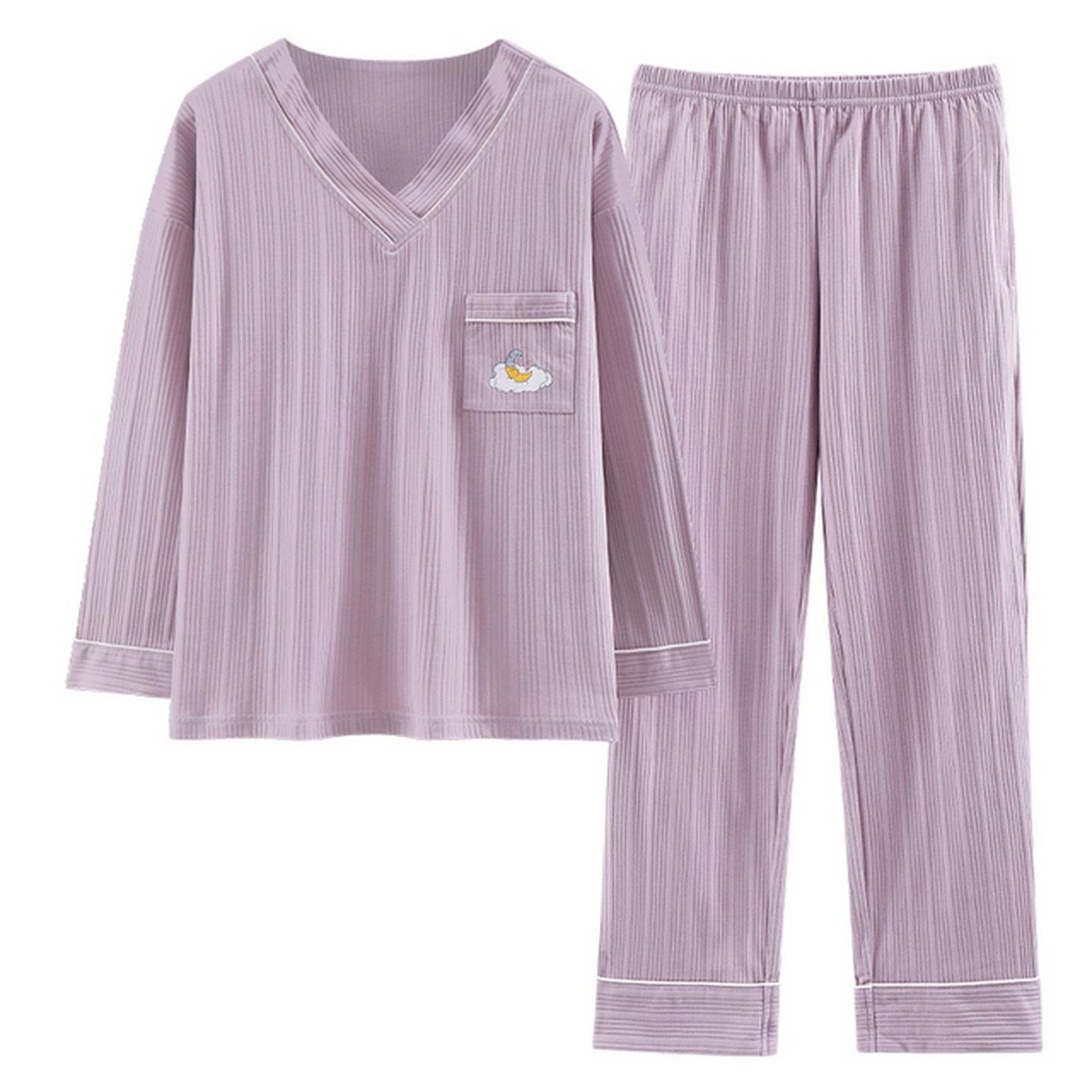MOGSA Damen-Schlafanzug Damen-Pyjama-Sets Weiche Nachtwäsche Herbst Winter Langarm Pyjama Cartoon Druck Nachtwäsche Damen-A6835,M
