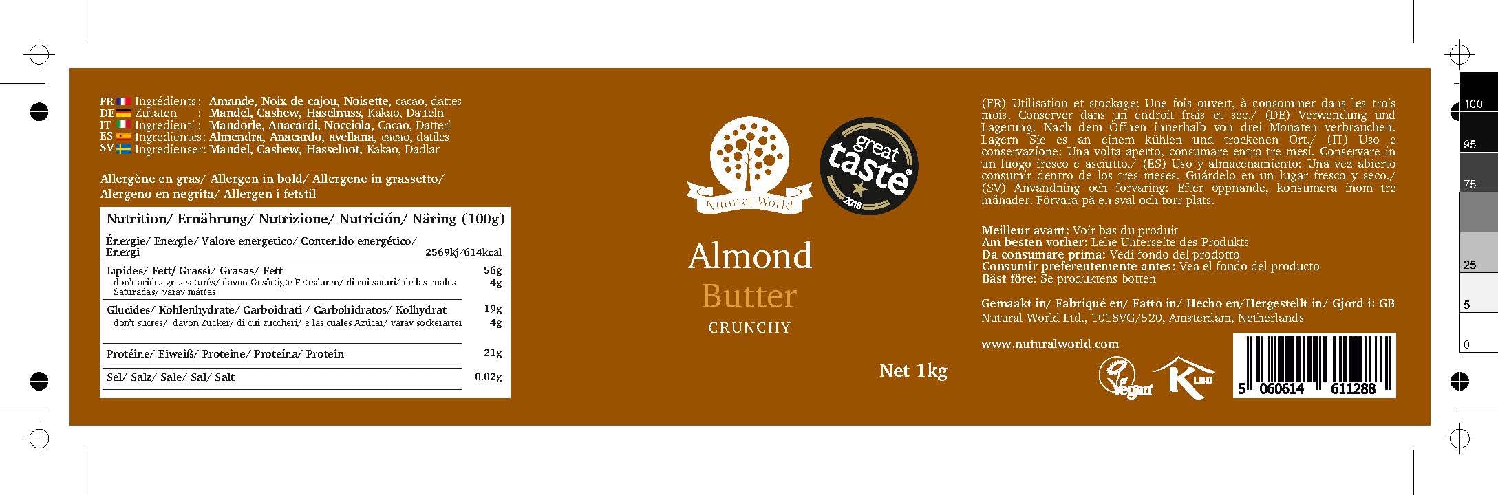 Nutural World - Burro di Mandorle Croccante (1kg) - *** Nuova Confezione ***