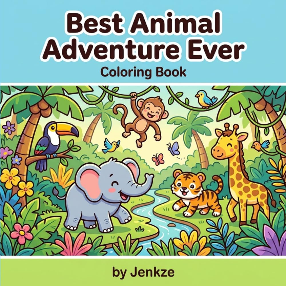 Best Animal Adventure Ever: Animal Adventure Coloring Book | 8.5x8.5 inches, 80 Pages | 40 Coloring Pages
