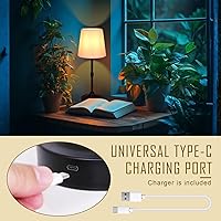 Vista 5 de Rechargeable Battery Powered Table Lamp, Wireless LED Lamps, Cordless Touch Lamps, Stepless Dimmable Bedside Lamps, Night Lamp for Bedroom, Dinning