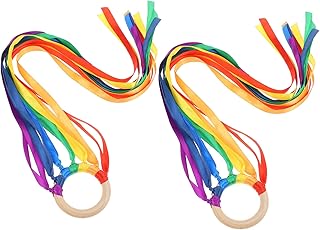 MAGICLULU 2 Pçs Fita Arco-Íris Infantil Brinquedo Infantil Brinquedos Educativos Para Bebês Brinquedos Educativos Para Bebês Fita Serpentina Nuvem Fita Rotativa De Dança Ritmo Fita De Dança