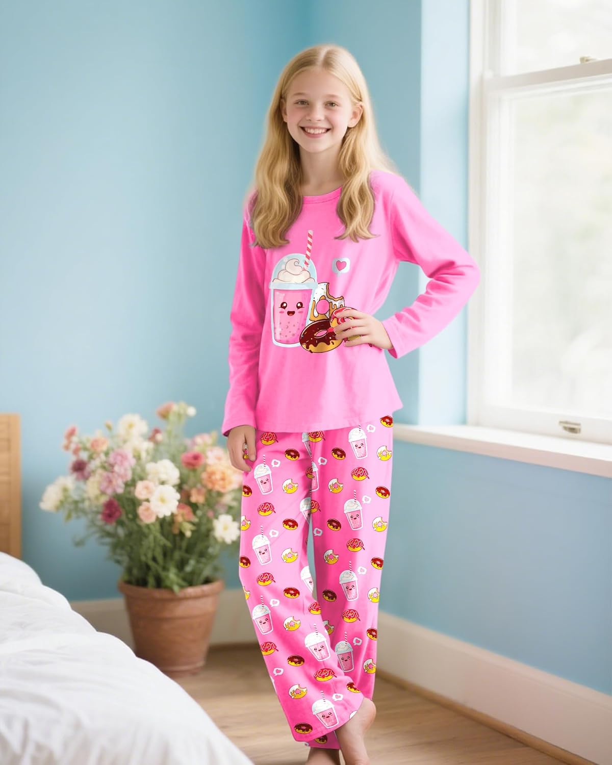 Nidoul Girls Pajamas Long Sleeve Pants 2PCS Pajama Sets Pjs Sleepwear Lounge for Tween Teen Kids 7-14Y - Image 3