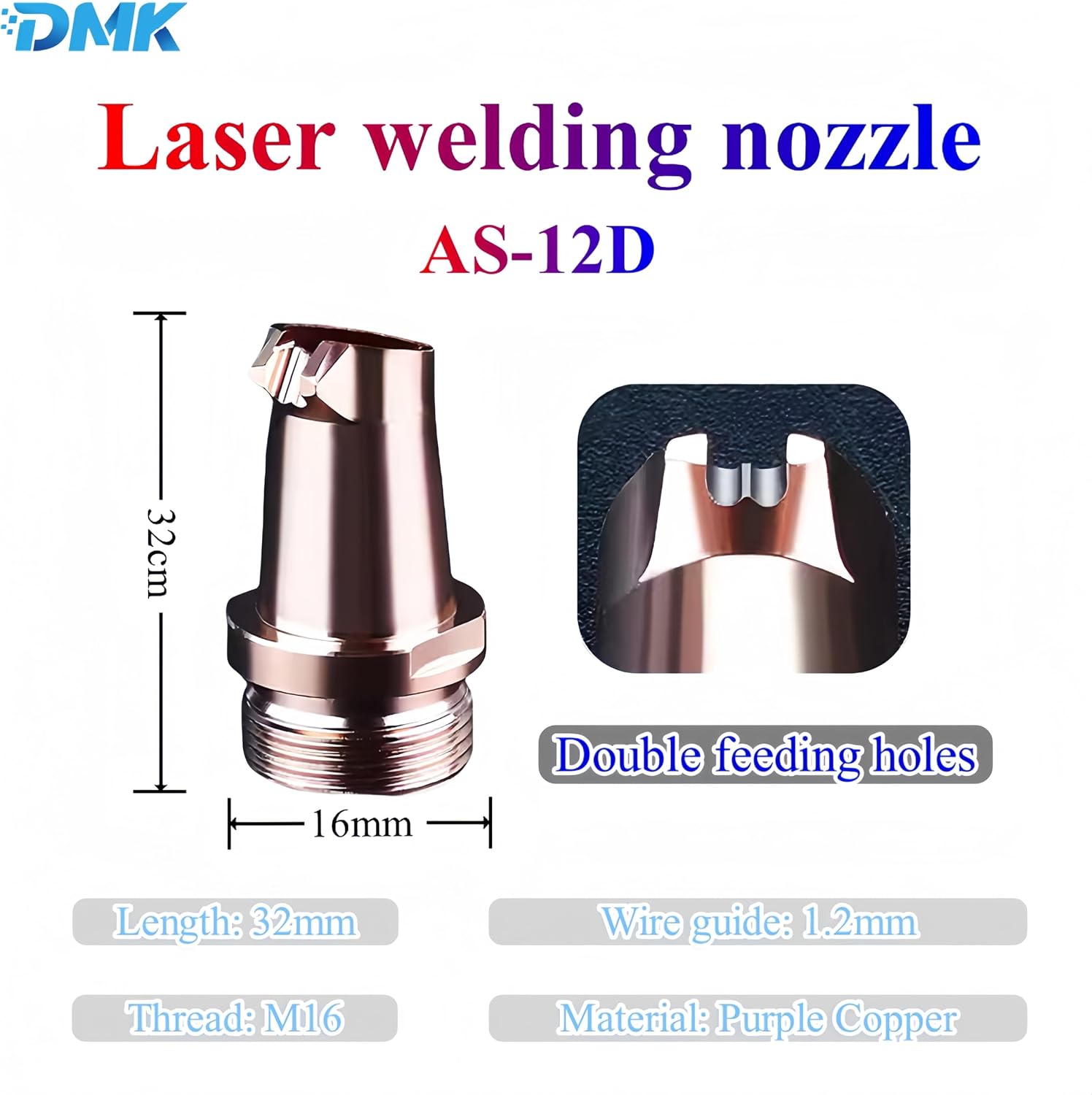 DMK 5 Pcs Laser Welding Nozzle M16 Copper Laser Nozzles AS-12D for Portable Laser Welding Gun Laser Welder Head Laser Welding Machine Double Wire Feeding (AS-12D)