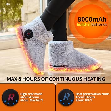 Foot Warmer for Cold Feet, Rechargeable Heated Slippers Women, Graphene Electric Heating Boots Socks Shoes Indoor, Built-in Batteries, Washable,8 Hours Heat, Save Heating Bills