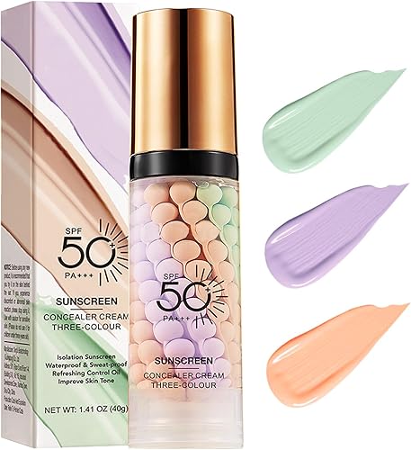 3 In 1Primer for Face Before Makeup,Sunscreen Isolation Cream, SPF 50, One Step Color Corrector Face Primer, Blurs Imperfections Oil Control & Moisturizing Skin Tone Correcting,Radiance Skin