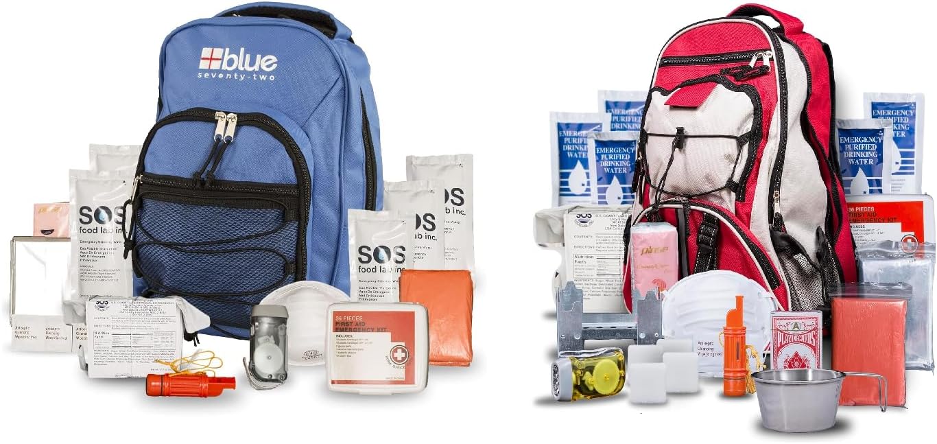 Blue 72 Hour Kit + Red Pro 72 Hour Kit