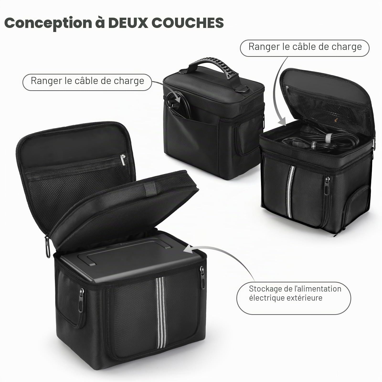Étui de transport compatible avec générateur solaire BLUETTI EB3A, Elite 30 V2, sac de rangement de voyage extérieur avec poches à deux couches pour câble de charge et accessoires