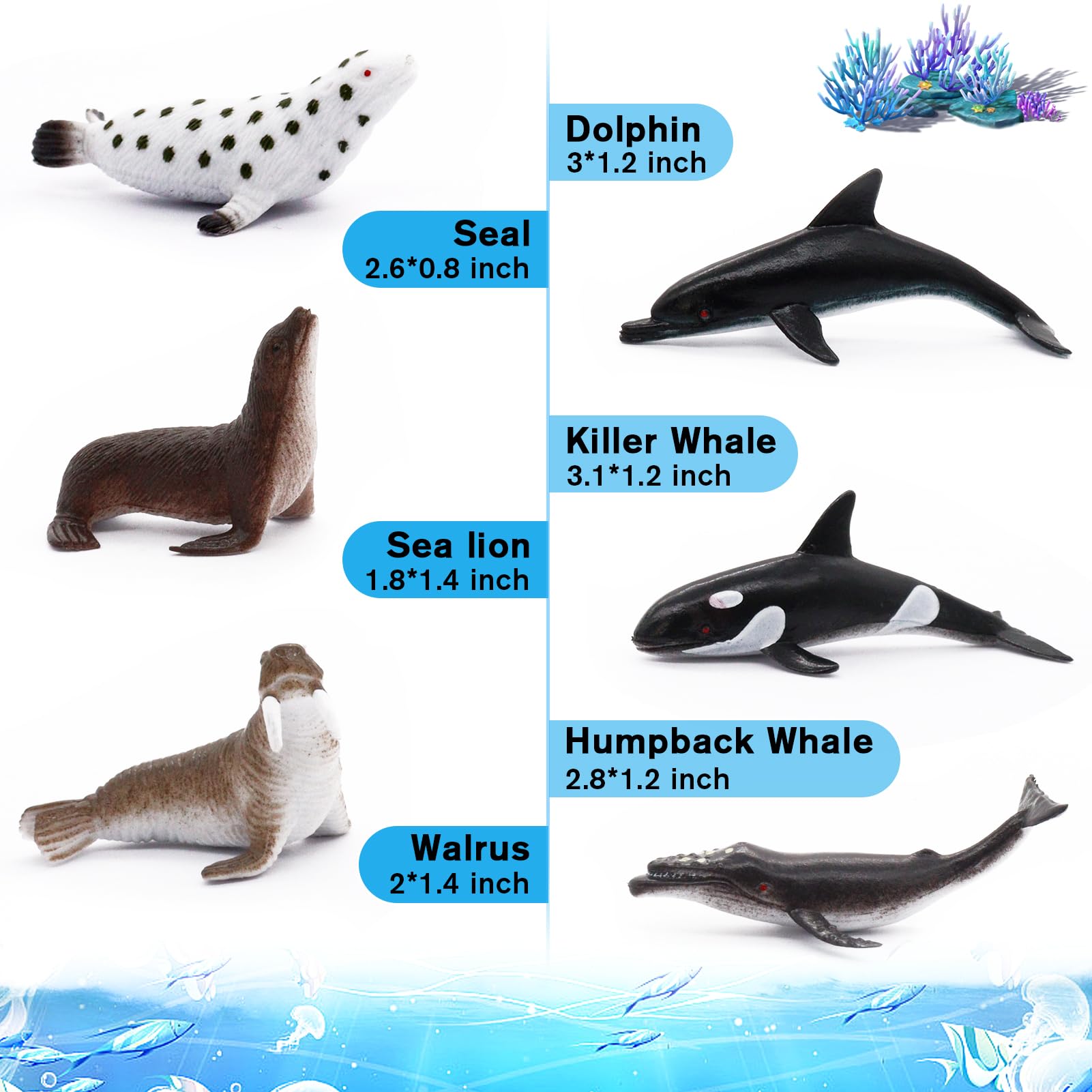 Fun Gift 12 pcs Sea Animal Figures Ocean Toy for Kids-Educational Learning Playset,Realistic Toy Set Include Great White Shark - Image 2