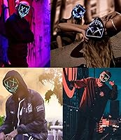 Vista 3 de Máscara LED aterradora de Halloween, máscara de purga iluminada para festival, fiesta de cosplay