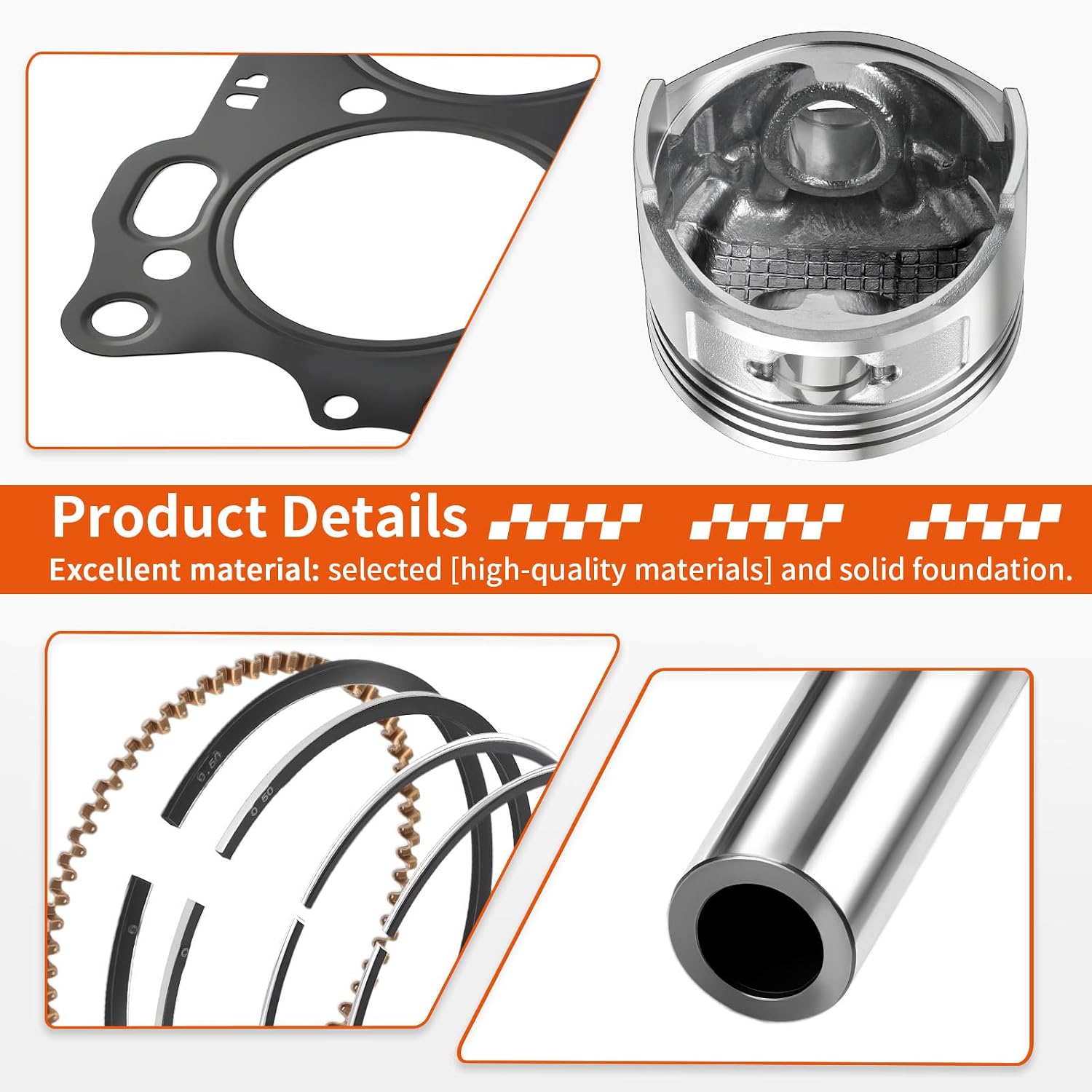 For EZGO Fuji Robin 295cc 4 Cycle Gas Golf Cart EH29C MCI Engine Oversize 0.5mm Piston + Ring Set W/Gasekt 26607-G01 26608-G01 1991-2008