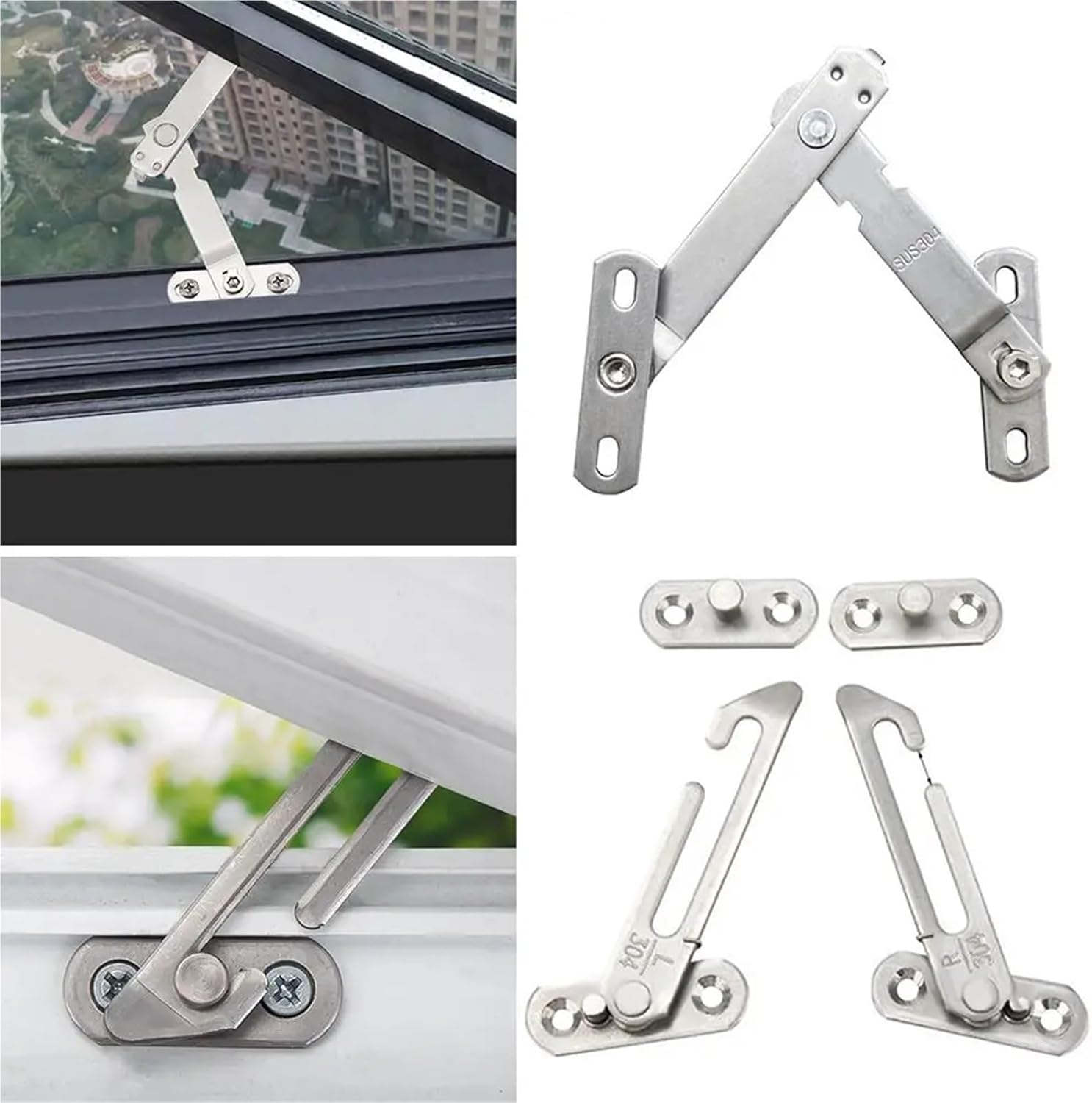 Window Restrictor 10Pcs Adjustable Window Support Locator Window Hook Latches Cabinet Locks for Fall Prevention(Style 2)
