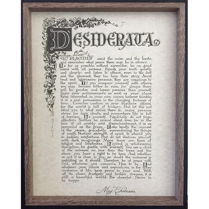 Buy 12x15 Wood Framed Desiderata Poem Written By Max Ehrmann In 1927 On buy-12x15-wood-framed-desiderata-poem-written-by-max-ehrmann-in-1927-on