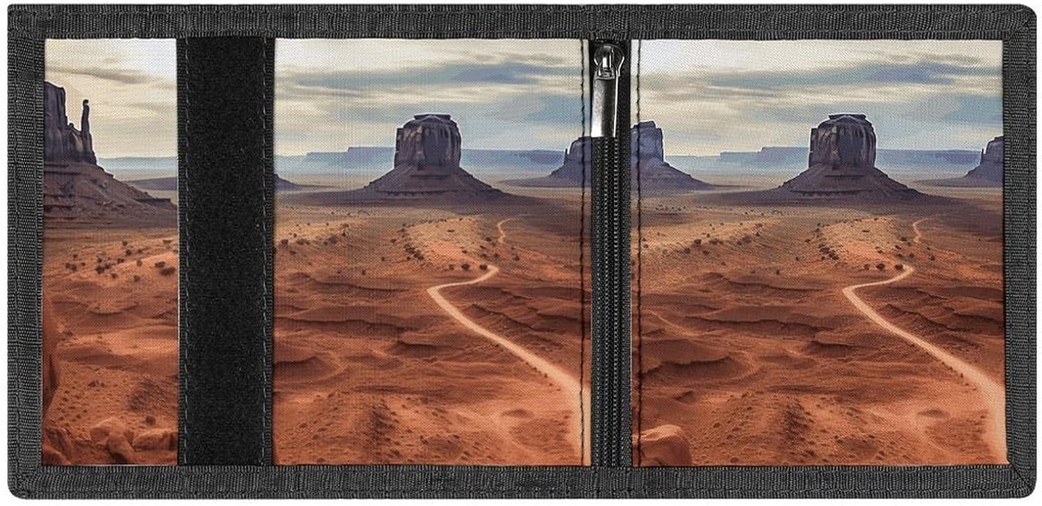 Landscape of Monument Valley Trifold Wallets Slim Wallet Novelty Pocket Purse Multiple Card Slots Outdoor Travel Wallet Stylish Durable Wallets For Men Women