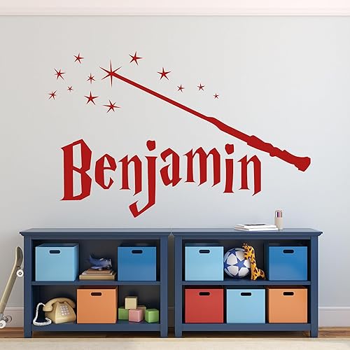 Miniatura 5 de Calcomanía de pared personalizada con nombre de varita mágica  Calcomanía de pared de vinilo con nombre de varita mágica  Calcomanía de pared