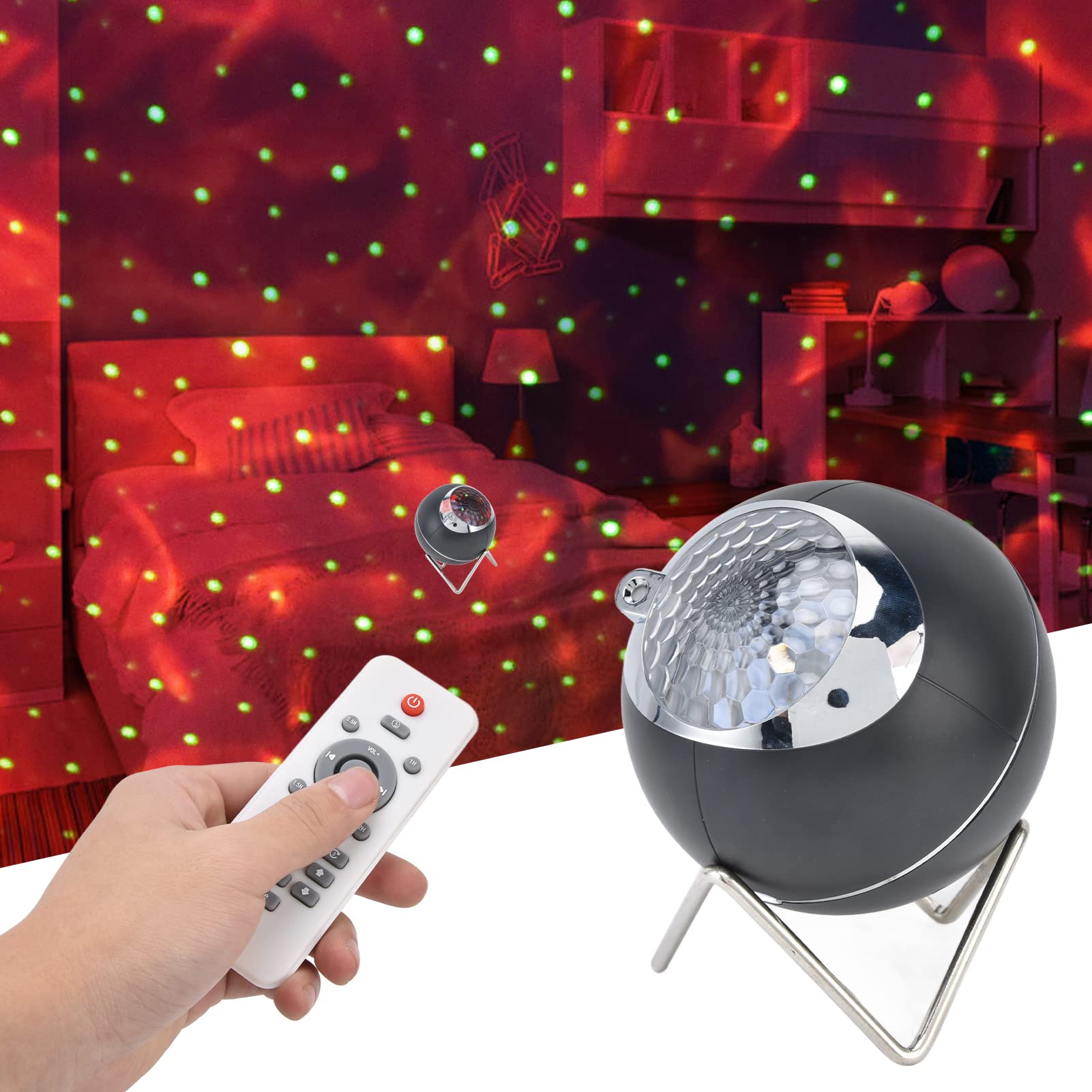 Lámpara de proyector de estrellas, luz nocturna de proyección de sincronización con Control remoto táctil colorido y música para fiesta infantil