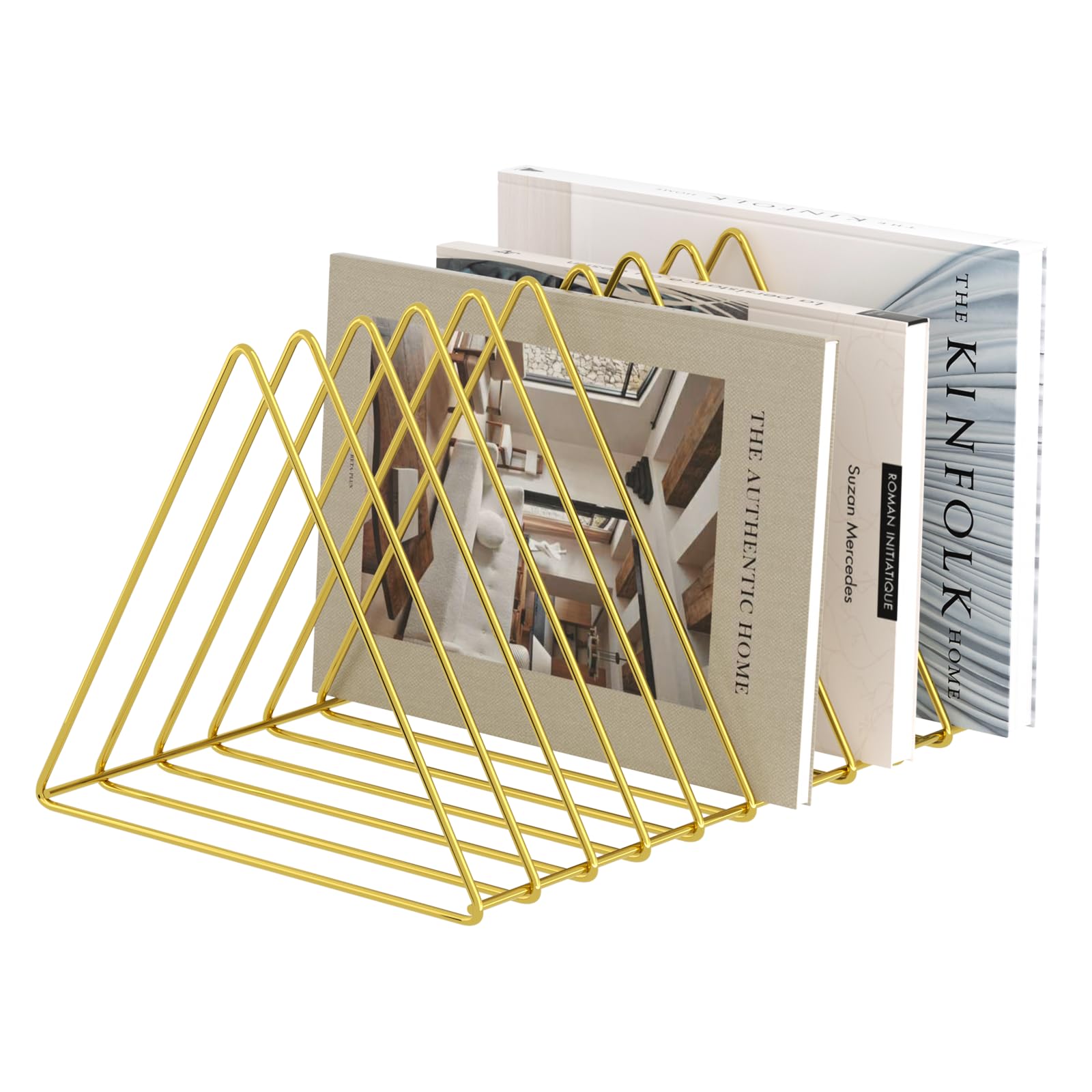 Urban Deco File Storage Holder-Triangle Iron Magazine Organizer 10 Sections (Gold) For Office Home Decor-Wire Holders For Magazines, Files, Folders, Newspapers.-image-29