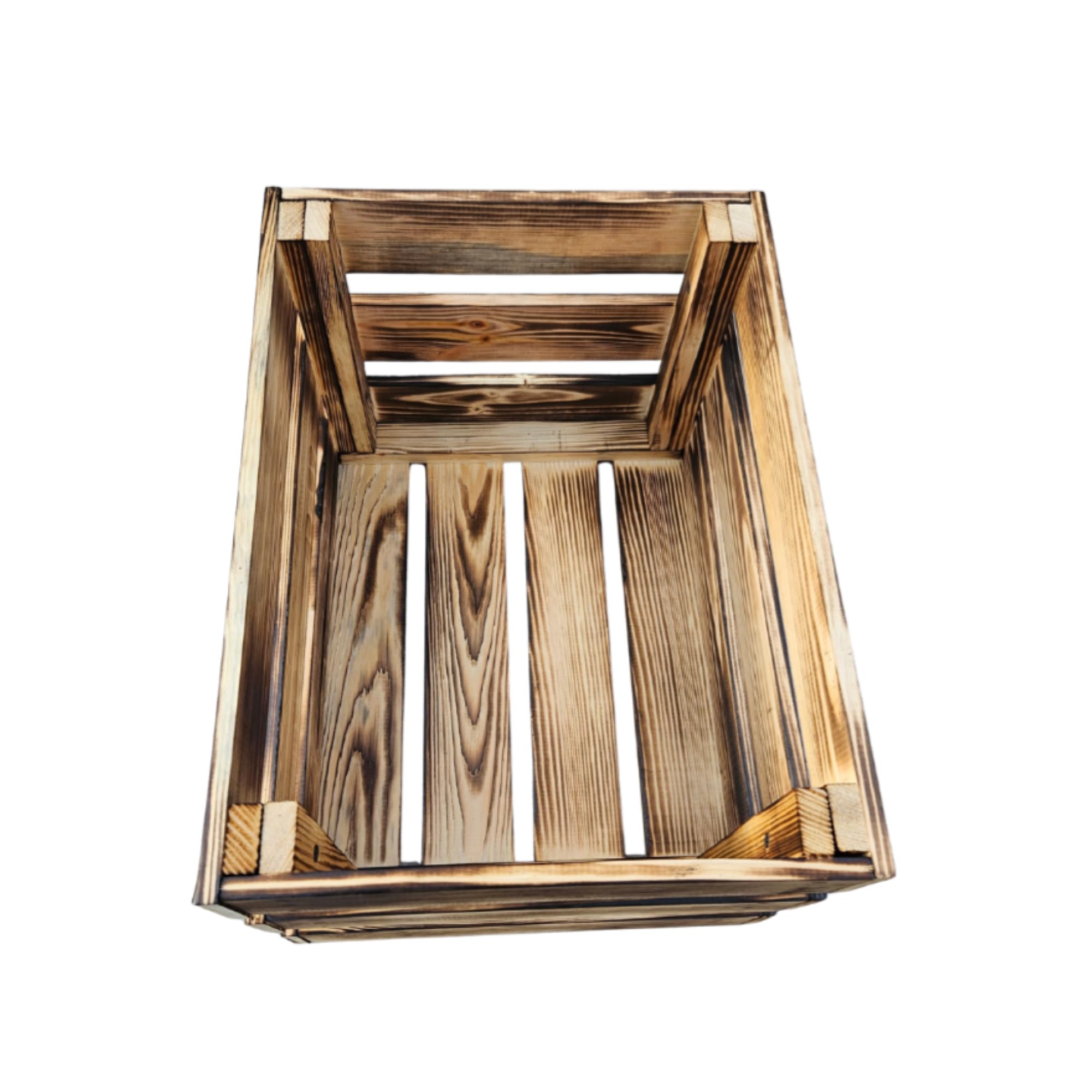7-er Set Vintage Holzkisten Geflammt – 50x40x30 cm (3 Stück) & 40x30x25 (4 Stück) cm – Weinkisten & Obstkisten im Used-Look – Dekokisten & Regale – Holzboxen als Möbel & Aufbewahrung – Rustikale Deko