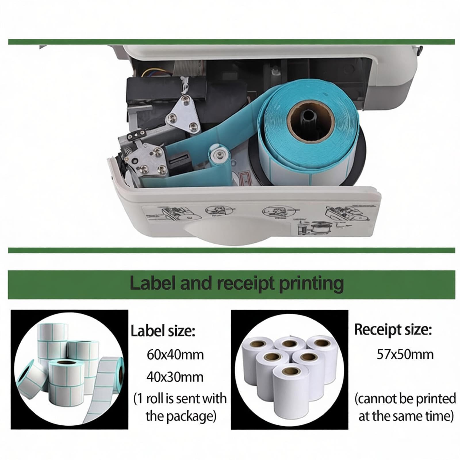 Báscula De Recibos De Código De Barras 66lb,Pantalla LCD Dual,Báscula Electrónica De Pago para Minoristas Y Supermercados DeviceandCashbox