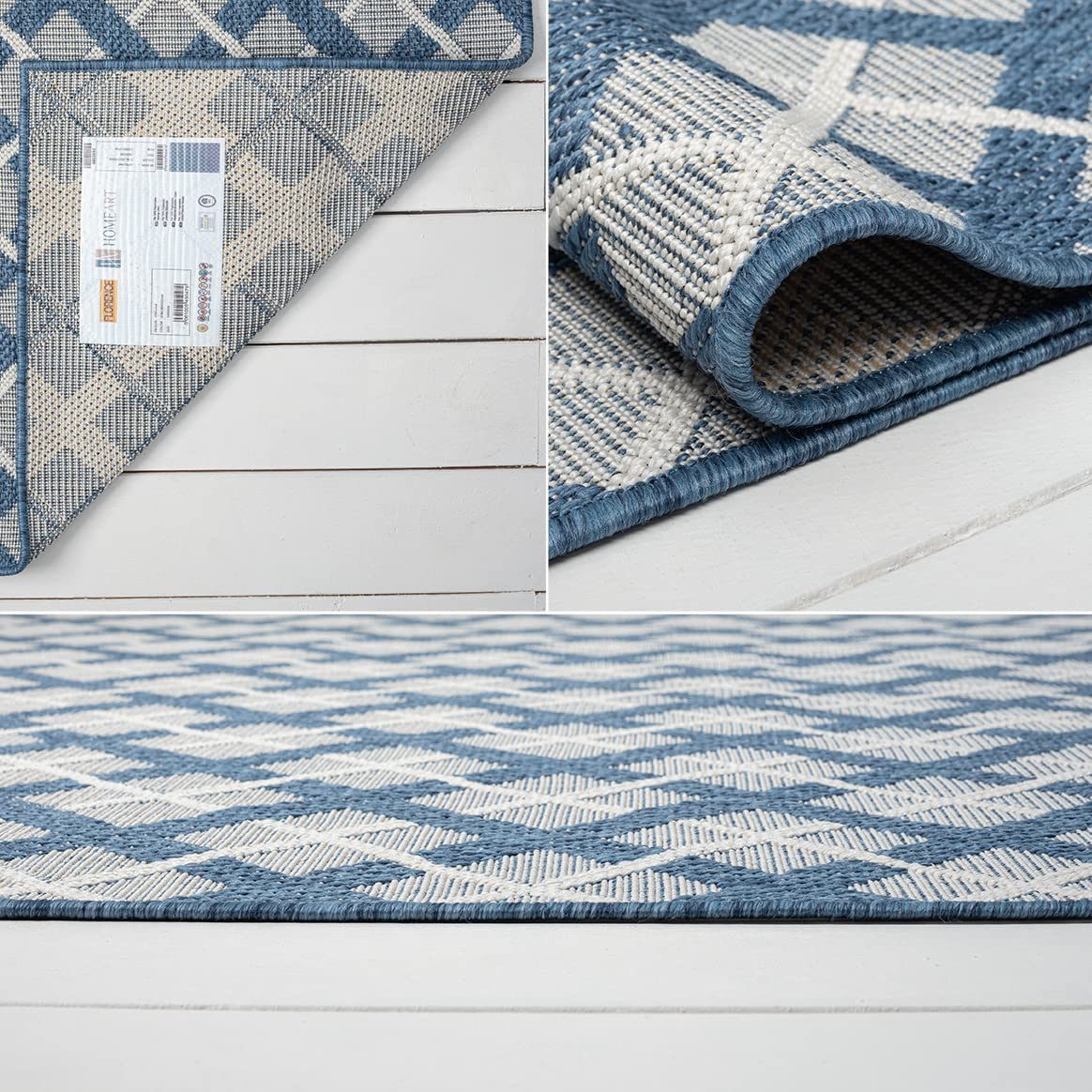 HomeArt Outdoor Rugs | Easy-Cleaning Indoor & Outdoor Area Rugs for Porch, Deck, Balcony, Garden, Picnic, Kitchen, Hallway | UV & Weather-Resistant Large Patio Rug Mats | Anthracite Cream 200 x 290 cm — view 222