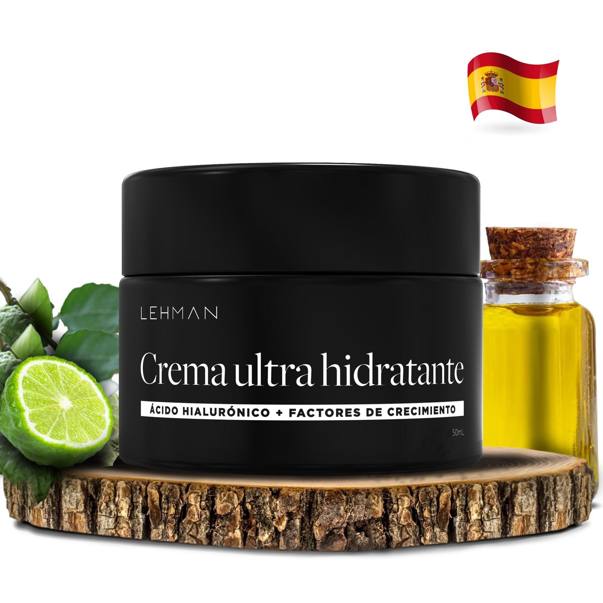 Lehman•Crema Hidratante Facial para Hombre+ Ácido Hialurónico+factores de crecimiento+colágeno•Crema antiarrugas hombre•Crema de hombre facial antiarrugas•Natural•Crema de cara hidratante masculina