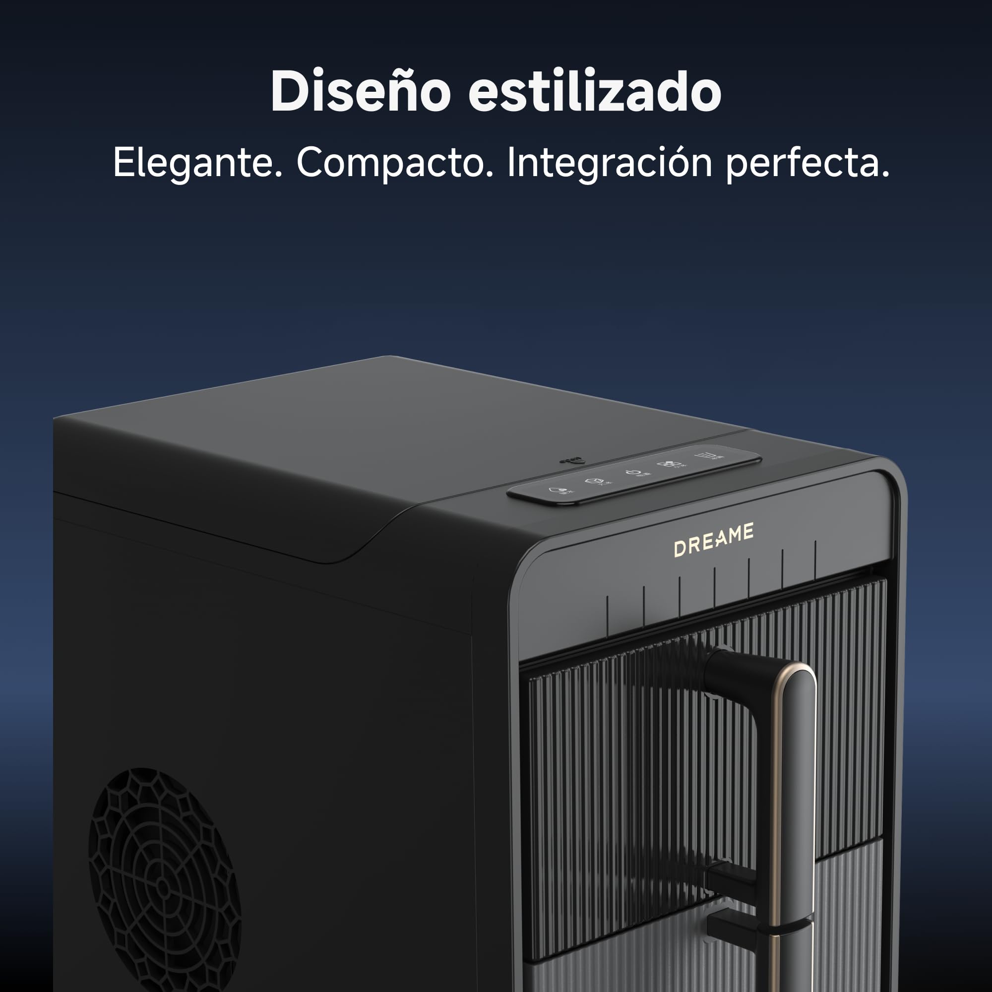 DRAEME AuraBullet Ice Máquina de Hielo En Cubitos Con Producción Rápida De Hielo En 6 Minutos, Depósito y Canasta Separados, Dos Tamaños de Cubitos, Control Digital, Luz LED y Función de Autolimpieza