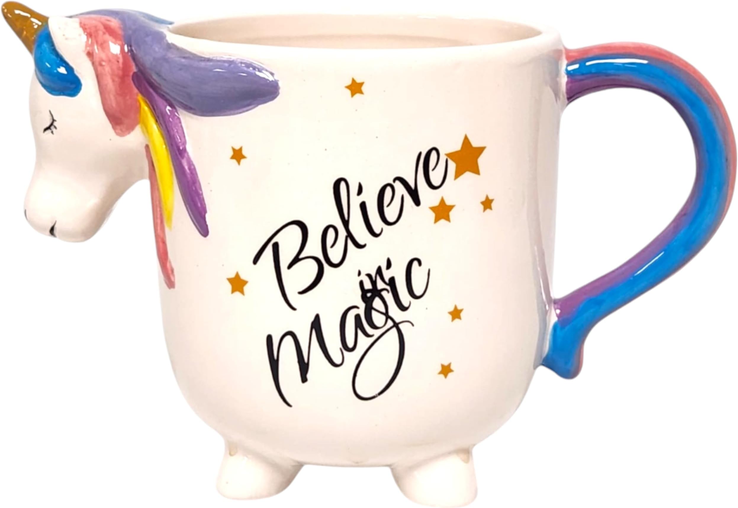 Divas World Ceramic Christmas Mugs Gingerbread House & Gingerbread Man and Gnome Shaped Mugs with Lids Handle Festive Coffee & Cookie Jars Cute Aesthetic Microwave Safe (Unicorn (10cms))