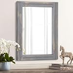 AAZZKANG Wall Mirror Rustic Wood Mirror with Framed Rectangle Decorative Farmhouse Bedroom Bathroom Hanging Mirror Home Wall Decor White